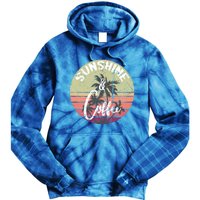 Sunshine And Coffee Funny Retro Vintage Sunset Palm Trees Gift Tie Dye Hoodie