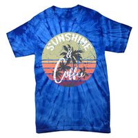 Sunshine And Coffee Funny Retro Vintage Sunset Palm Trees Gift Tie-Dye T-Shirt