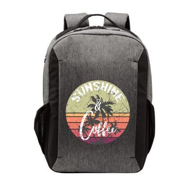Sunshine And Coffee Funny Retro Vintage Sunset Palm Trees Gift Vector Backpack