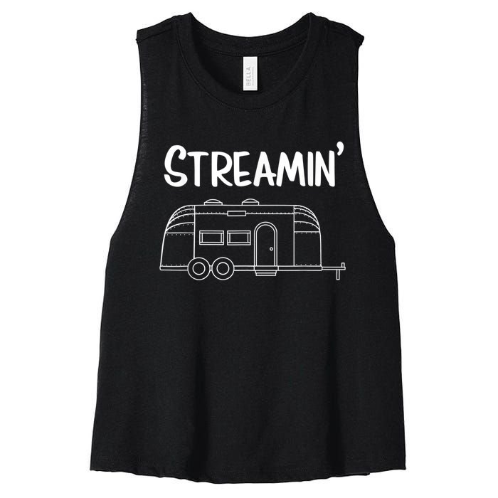 Streamin' Airstream Camping Women's Racerback Cropped Tank