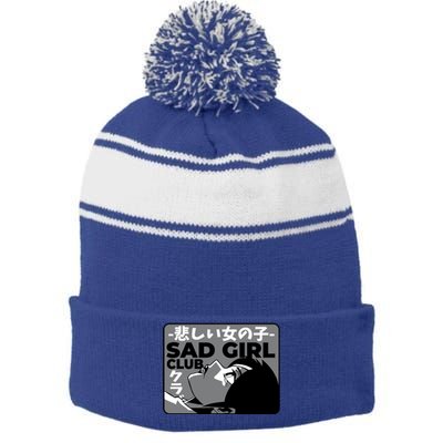 Sad Girl Club Anime Stripe Pom Pom Beanie