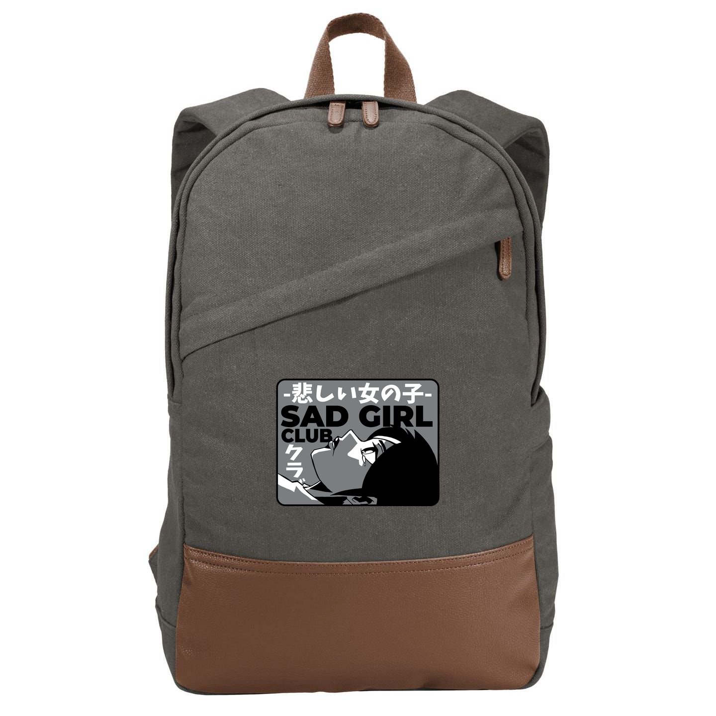 Sad Girl Club Anime Cotton Canvas Backpack