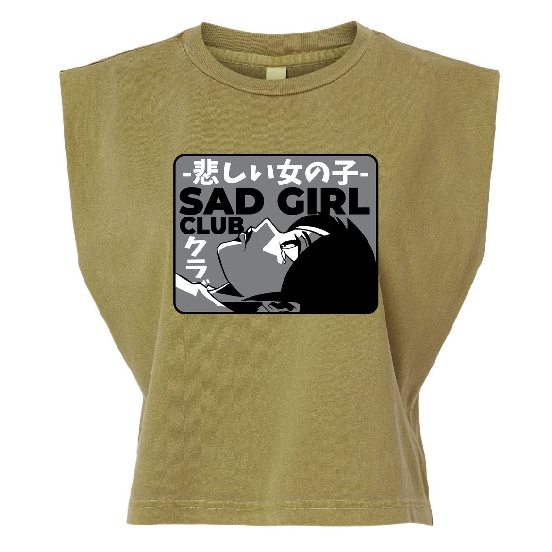 Sad Girl Club Anime Garment-Dyed Women's Muscle Tee