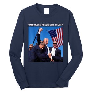 Shooting At Donald Trump Rally Gift God Bless President Trump Long Sleeve Shirt