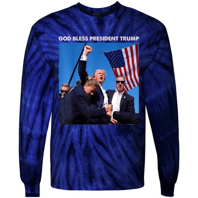 Shooting At Donald Trump Rally Gift God Bless President Trump Tie-Dye Long Sleeve Shirt