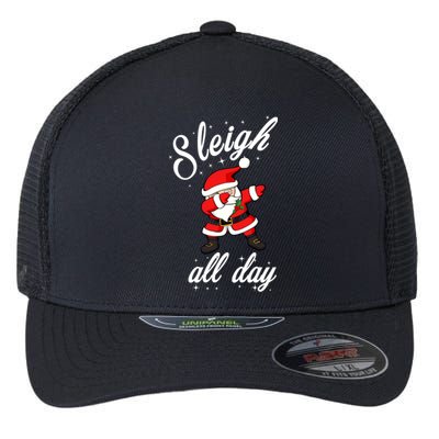 Sleigh All Day Dabbing Santa Funny Christmas Gift Flexfit Unipanel Trucker Cap