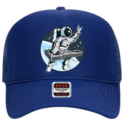 Space Astronaut Dj Disc Jockey Dancing Graphic Cool Designs Funny Gift High Crown Mesh Back Trucker Hat