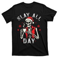 Slay All Day Skeleton Christmas Coffee Funny Holiday T-Shirt