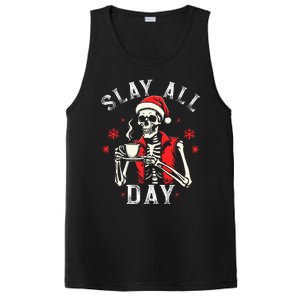 Slay All Day Skeleton Christmas Coffee Funny Holiday PosiCharge Competitor Tank