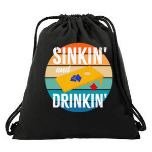 Sinkin' and Drinkin cornhole Sinking Drinking funny Cornhole Drawstring Bag