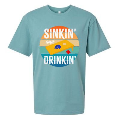 Sinkin' and Drinkin cornhole Sinking Drinking funny Cornhole Sueded Cloud Jersey T-Shirt