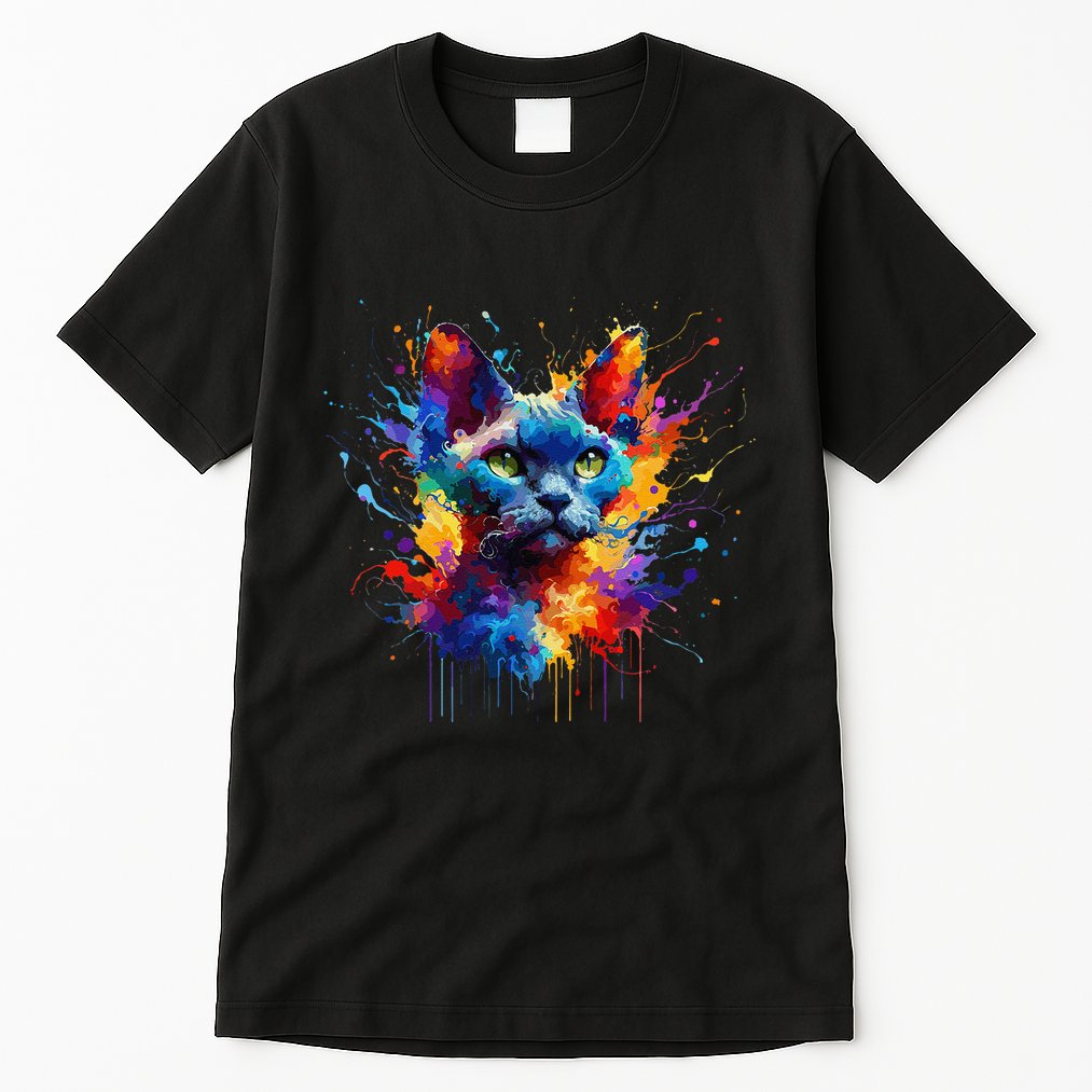 Splash Art Devon Rex Pixie Cats .Png Tall T-Shirt