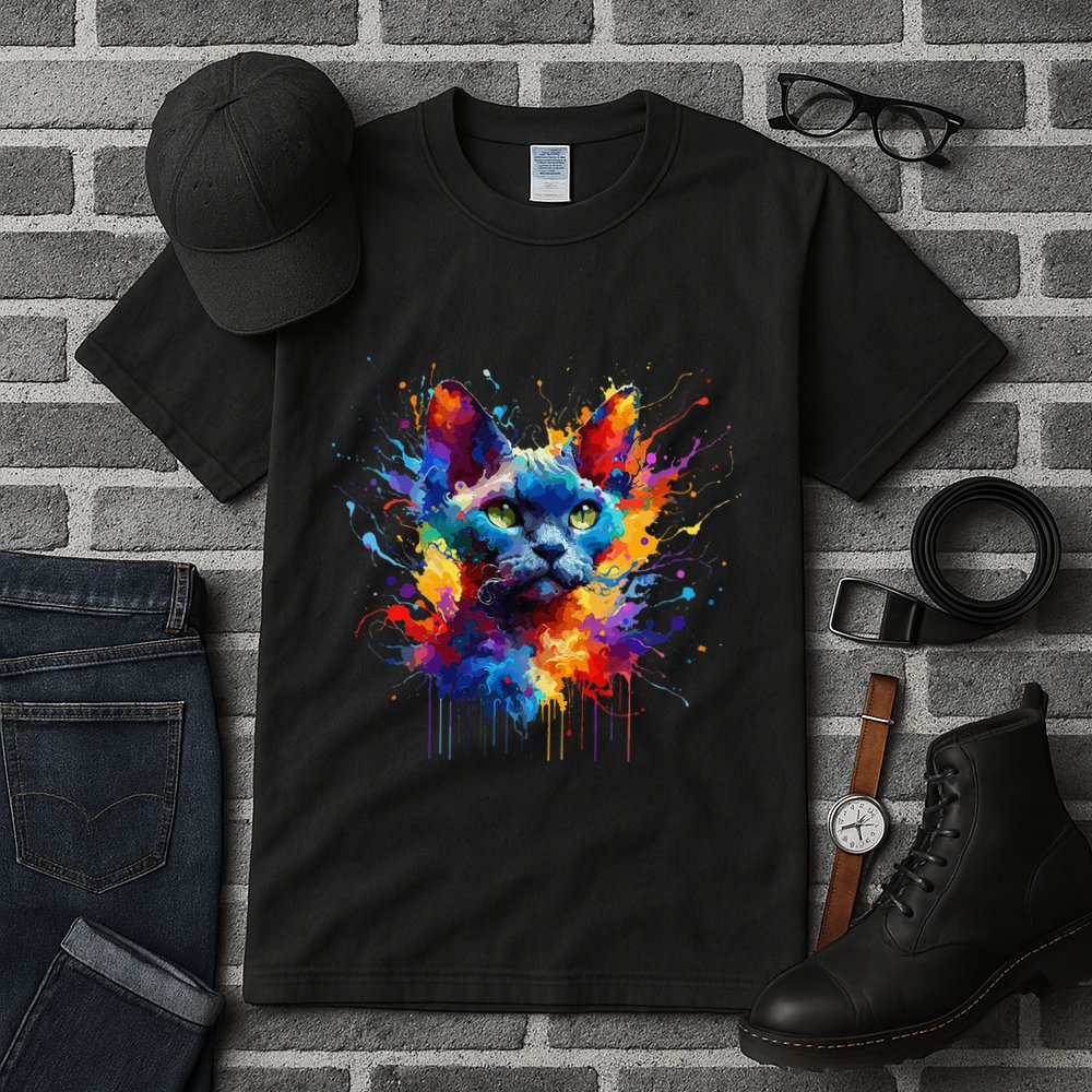 Splash Art Devon Rex Pixie Cats .Png Tall T-Shirt