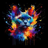 Splash Art Devon Rex Pixie Cats .Png Sustainable Bucket Hat