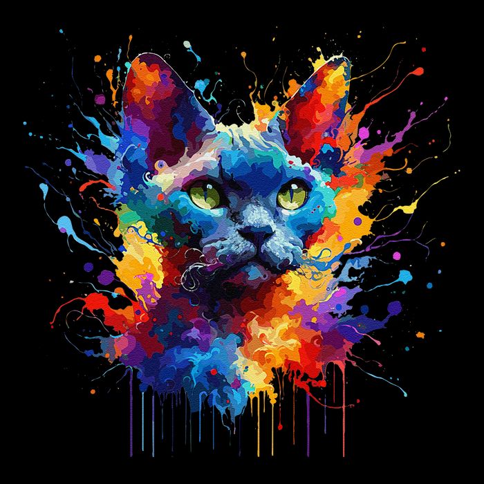 Splash Art Devon Rex Pixie Cats .Png Sustainable Bucket Hat