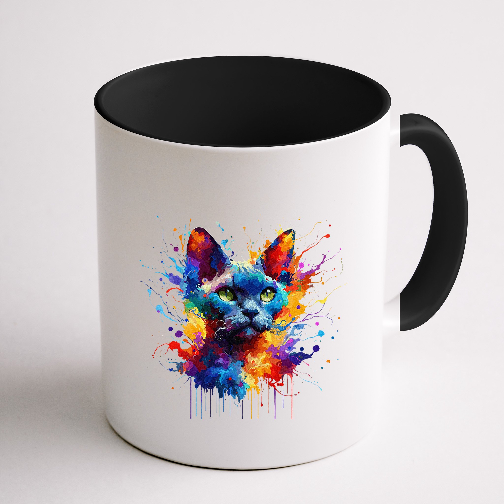 Splash Art Devon Rex Pixie Cats .Png Mug