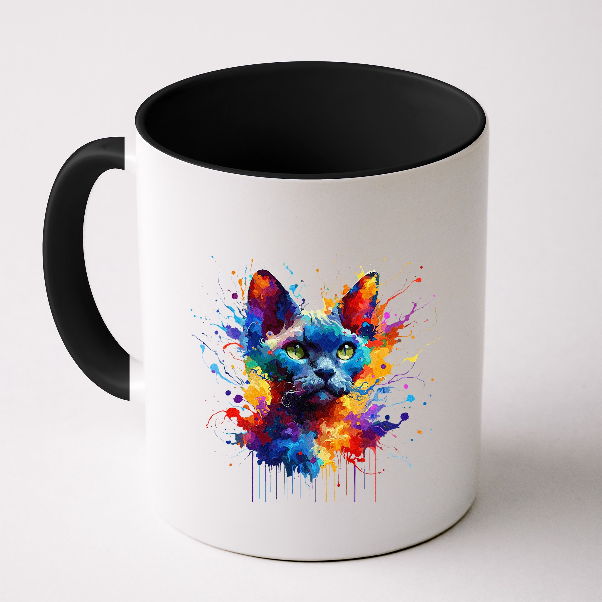 Splash Art Devon Rex Pixie Cats .Png Mug
