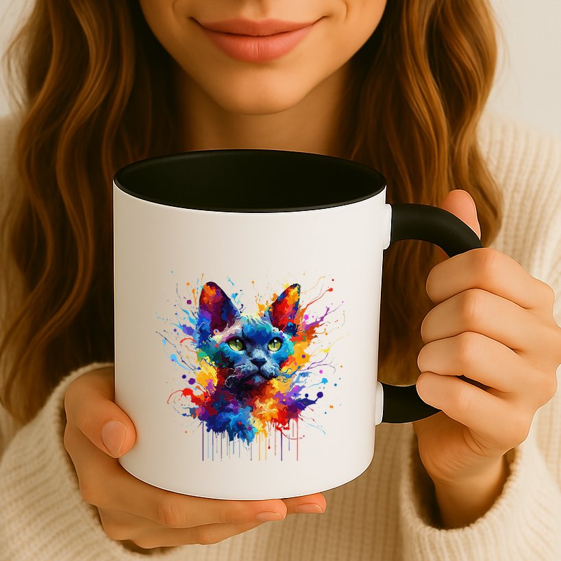 Splash Art Devon Rex Pixie Cats .Png Mug