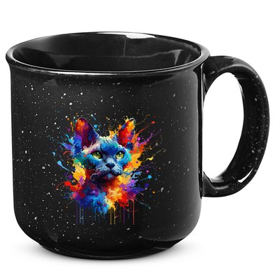 Splash Art Devon Rex Pixie Cats .Png 15oz Campfire Ceramic Mug