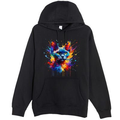 Splash Art Devon Rex Pixie Cats .Png Premium Pullover Hoodie