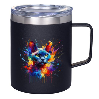 Splash Art Devon Rex Pixie Cats .Png 12oz Stainless Steel Coffee Mug