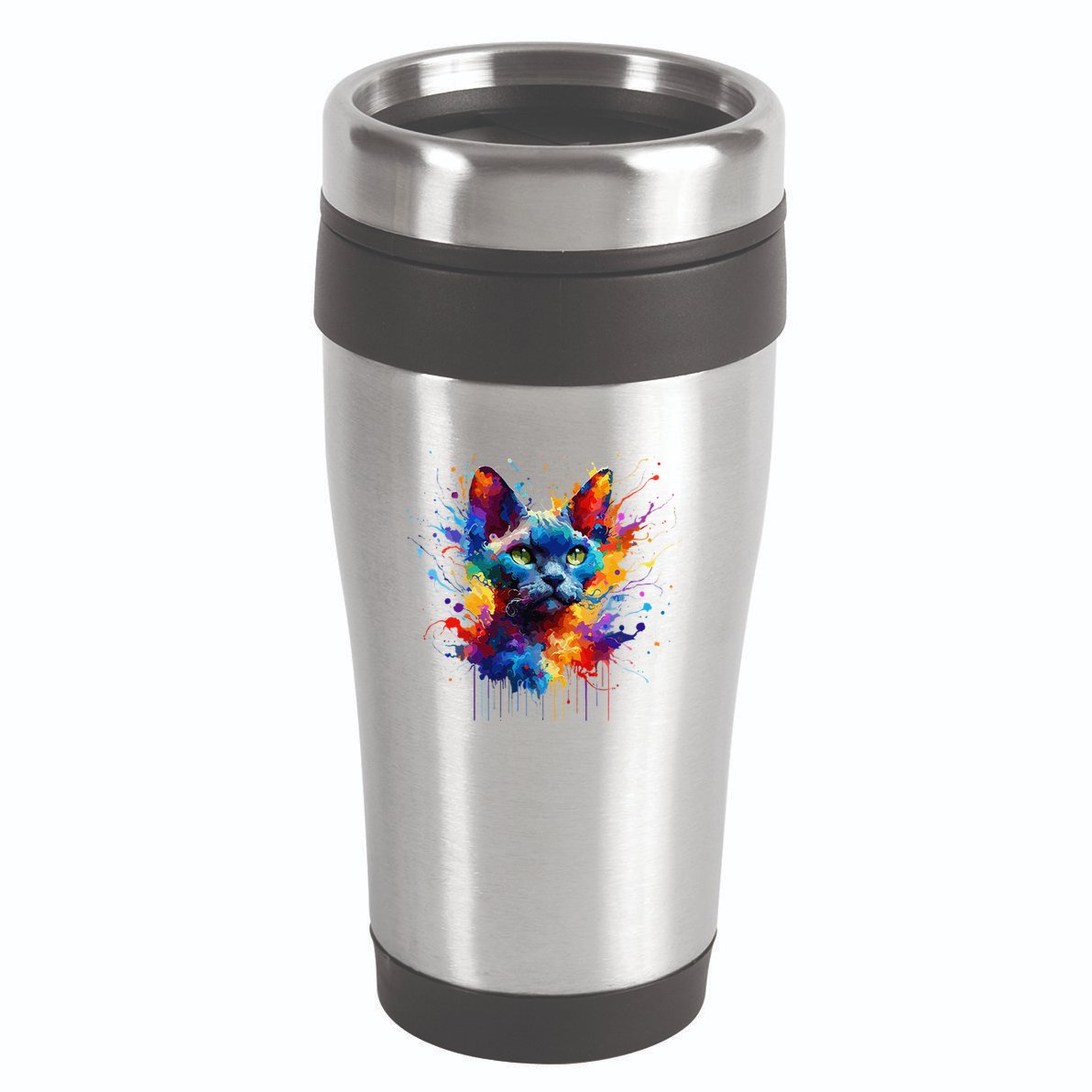 Splash Art Devon Rex Pixie Cats .Png 16oz Travel Tumbler
