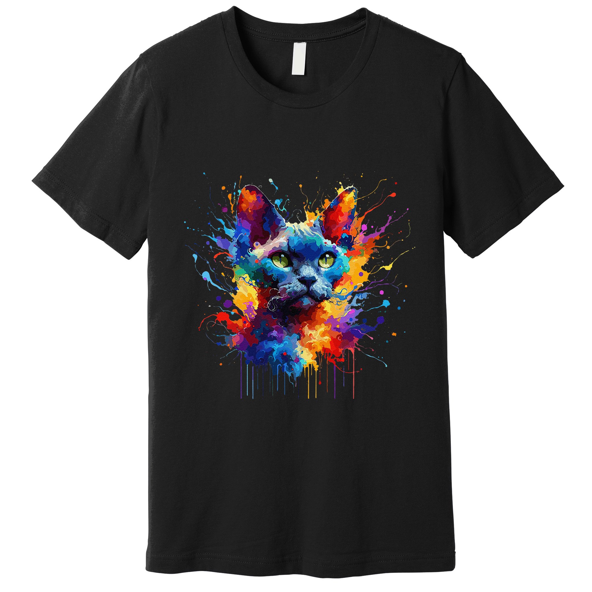 Splash Art Devon Rex Pixie Cats .Png Premium T-Shirt