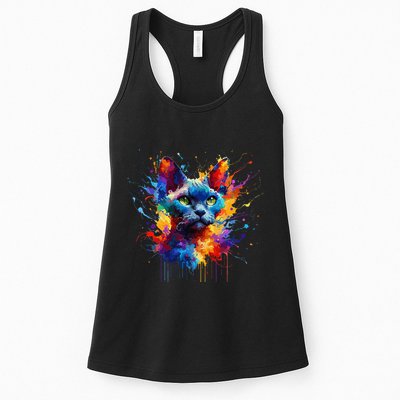 Splash Art Devon Rex Pixie Cats .Png Womens Tank Top