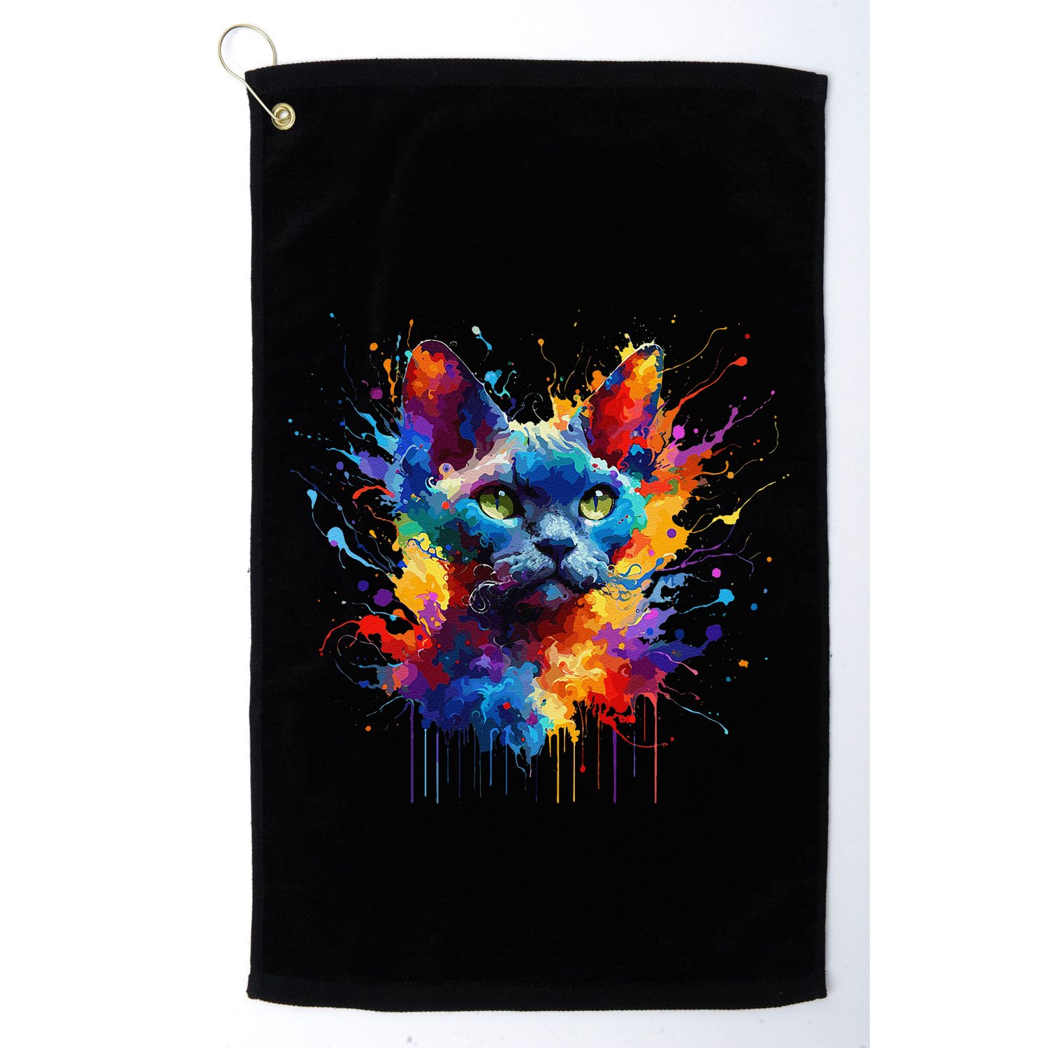 Splash Art Devon Rex Pixie Cats .Png Golf Towel
