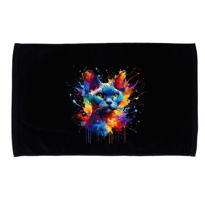 Splash Art Devon Rex Pixie Cats .Png Microfiber Hand Towel