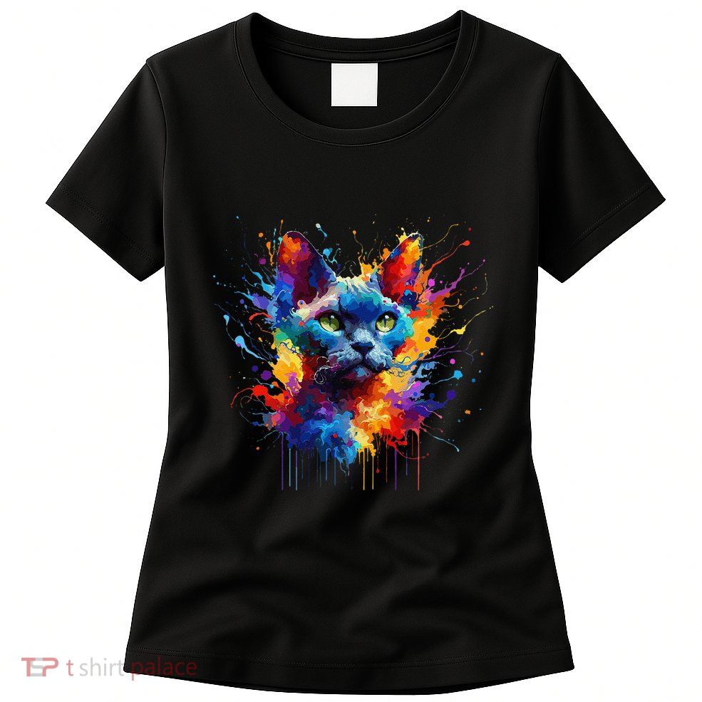 Splash Art Devon Rex Pixie Cats .Png Womens T-Shirt
