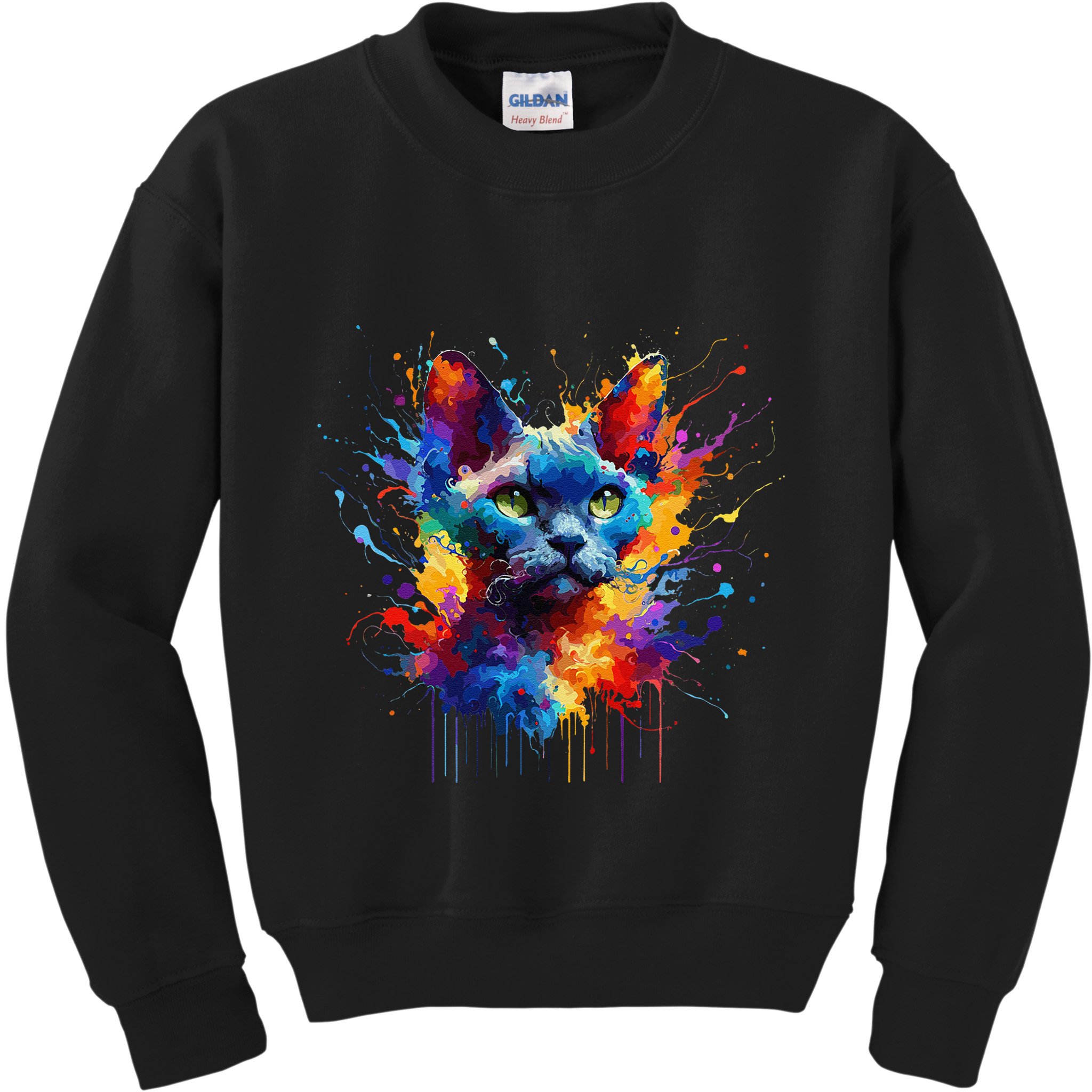 Splash Art Devon Rex Pixie Cats .Png Kids Sweatshirt