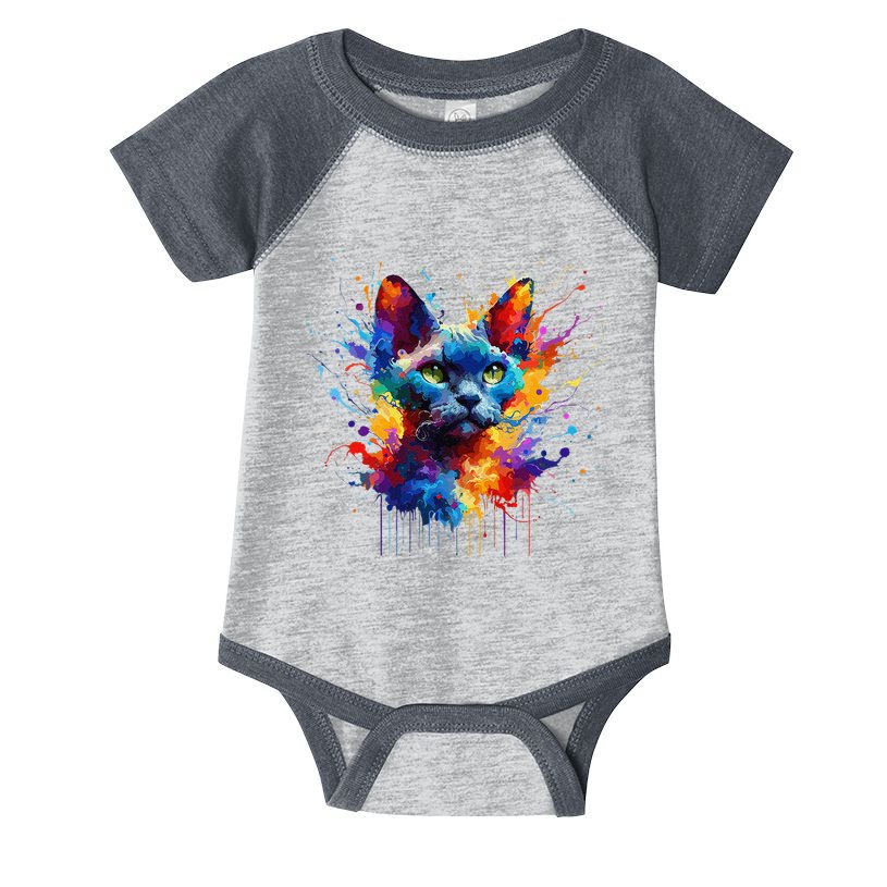 Splash Art Devon Rex Pixie Cats .Png Infant Baby Jersey Bodysuit