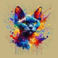 Splash Art Devon Rex Pixie Cats .Png Cooling Performance Crew T-Shirt