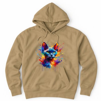 Splash Art Devon Rex Pixie Cats .Png Hoodie