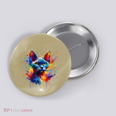 Splash Art Devon Rex Pixie Cats .Png Button