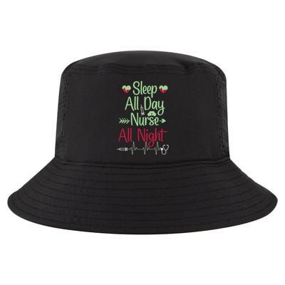 Sleep All Day Nurse All Night Funny Cool Comfort Performance Bucket Hat