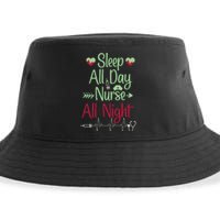 Sleep All Day Nurse All Night Funny Sustainable Bucket Hat