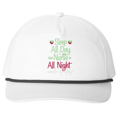 Sleep All Day Nurse All Night Funny Snapback Five-Panel Rope Hat