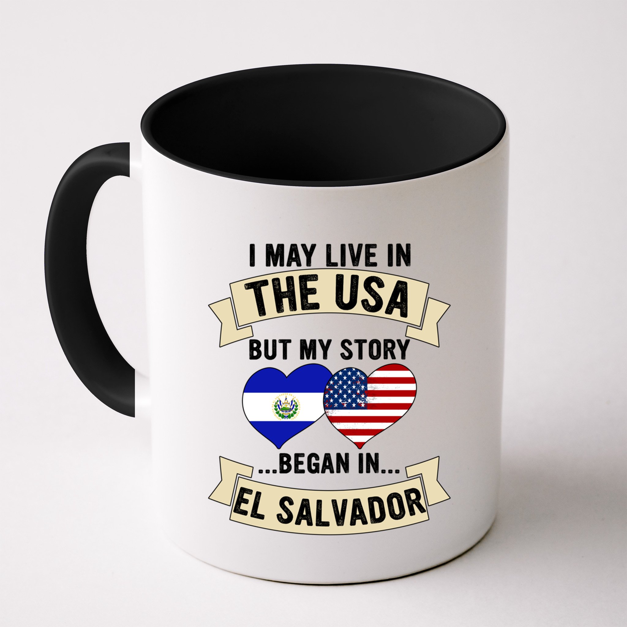 Salvadoran American Dad Mommy El Salvador Us Flag Heart Gift Mug
