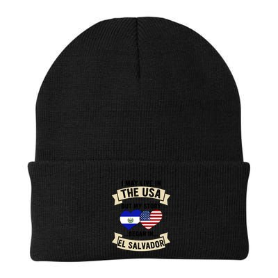 Salvadoran American Dad Mommy El Salvador Us Flag Heart Gift Beanie