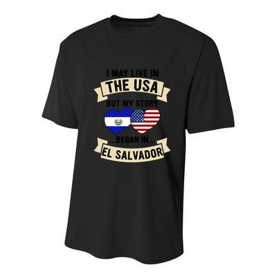 Salvadoran American Dad Mommy El Salvador Us Flag Heart Gift Youth Performance Sprint T-Shirt