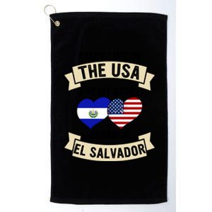 Salvadoran American Dad Mommy El Salvador Us Flag Heart Gift Platinum Collection Golf Towel