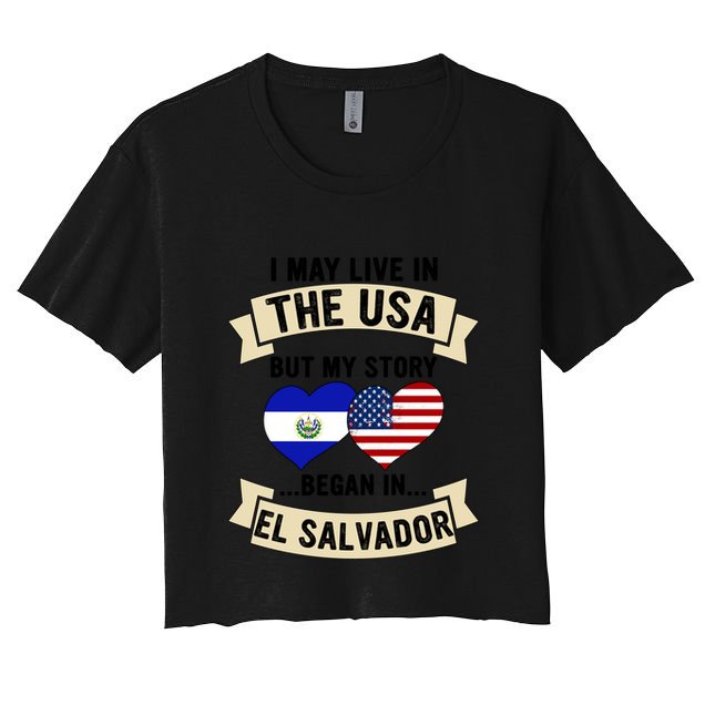 Salvadoran American Dad Mommy El Salvador Us Flag Heart Gift Crop Top