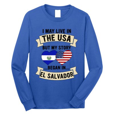 Salvadoran American Dad Mommy El Salvador Us Flag Heart Gift Long Sleeve Shirt