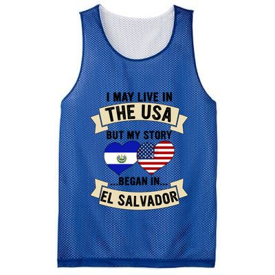 Salvadoran American Dad Mommy El Salvador Us Flag Heart Gift Mesh Reversible Basketball Jersey Tank