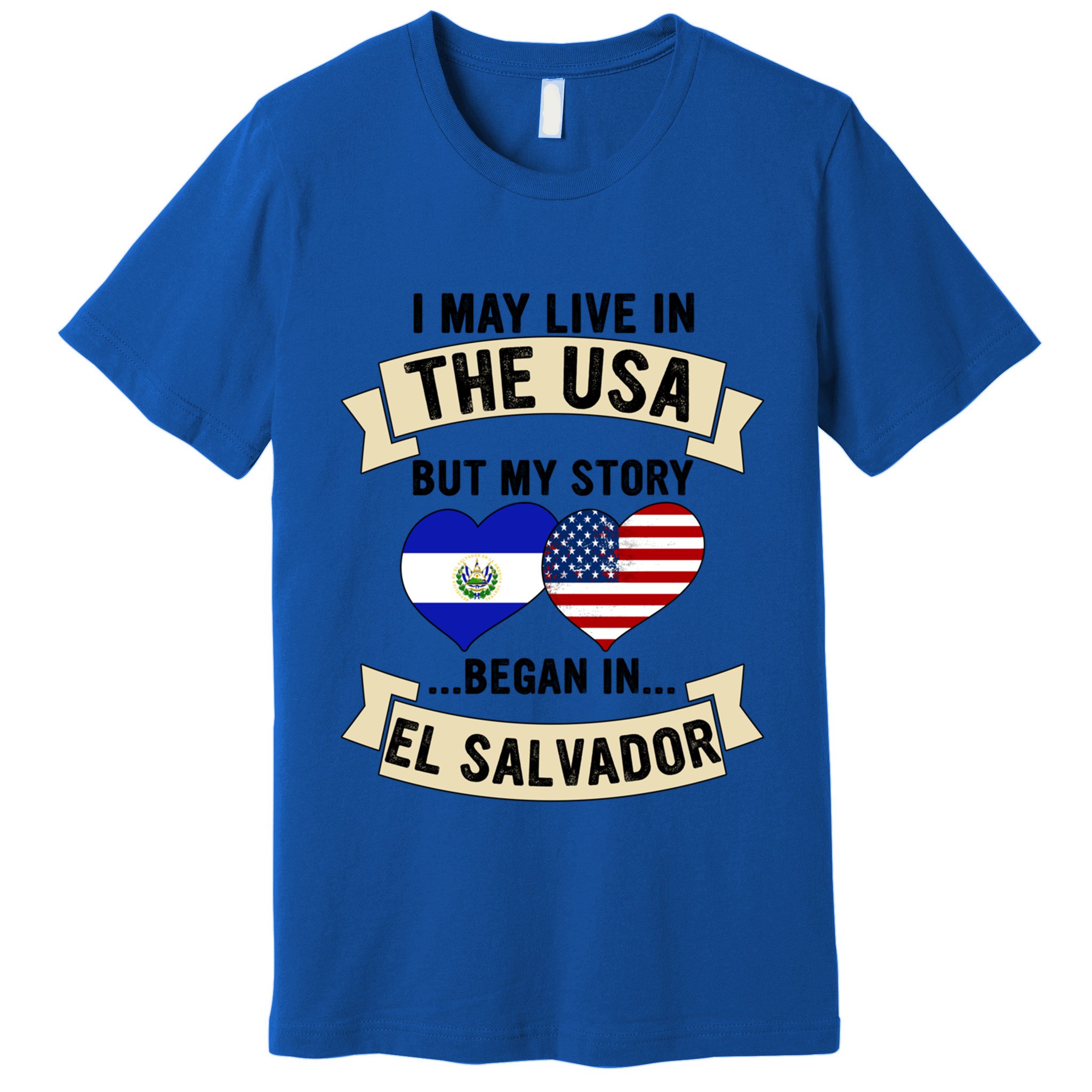 Salvadoran American Dad Mommy El Salvador Us Flag Heart Gift Premium T-Shirt