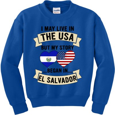 Salvadoran American Dad Mommy El Salvador Us Flag Heart Gift Kids Sweatshirt