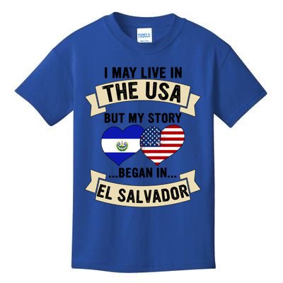 Salvadoran American Dad Mommy El Salvador Us Flag Heart Gift Kids T-Shirt