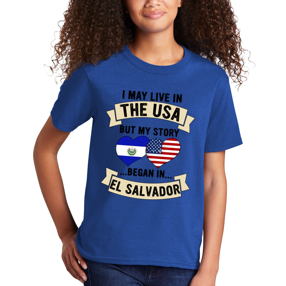 Salvadoran American Dad Mommy El Salvador Us Flag Heart Gift Kids T-Shirt